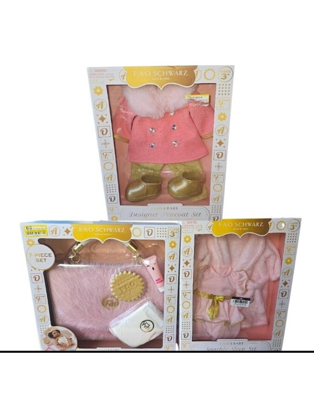 FAO Schwartz Doll Faux Fur Diaper Bag Designer Peacoat Set Sparkle Sleep Set NEW